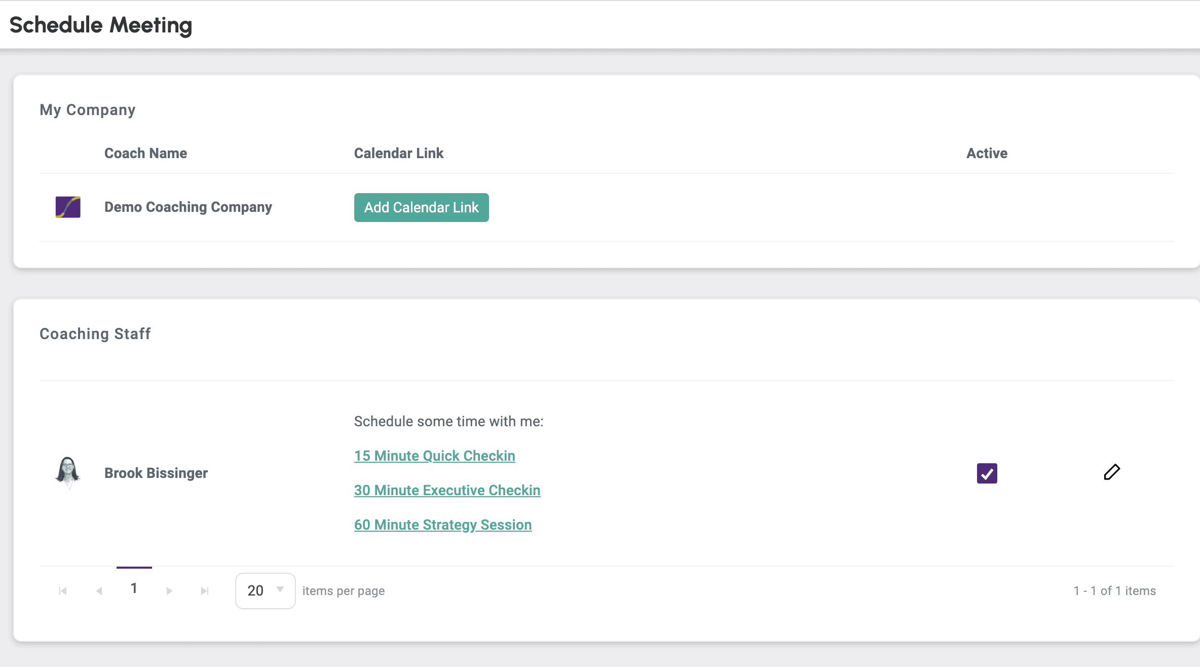 Schedule a Meeting – Coach View