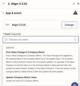 Align Action step screenshot