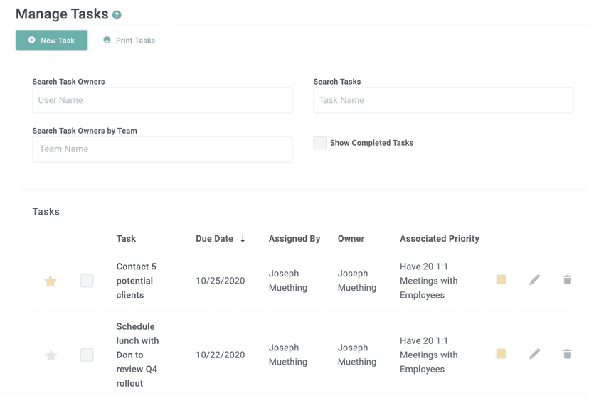 Align task management screenshot