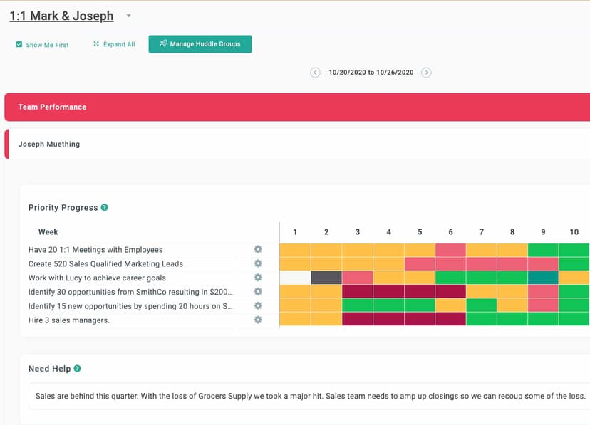 Align weekly huddle feature screenshot