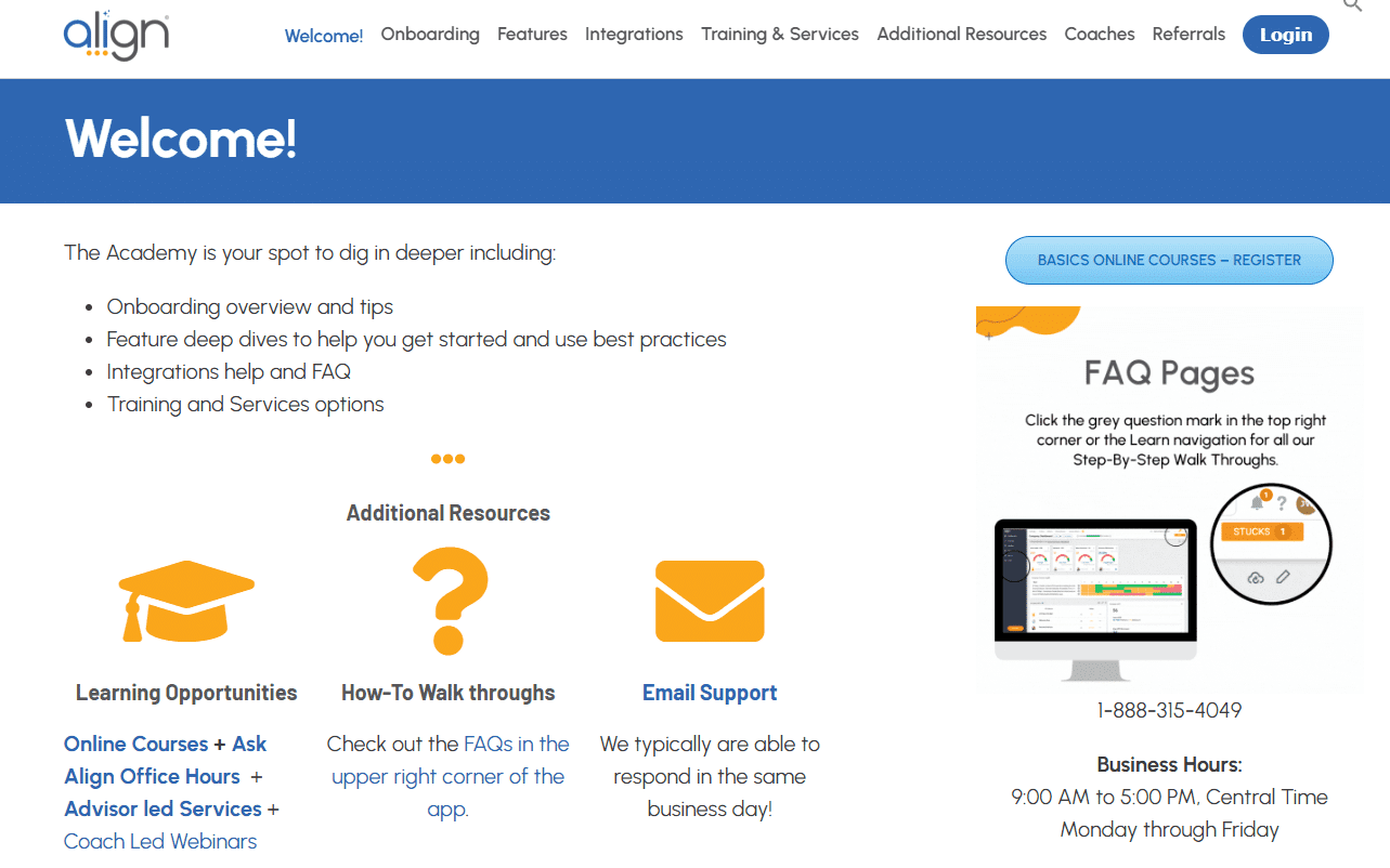 The Align Academy course catalog