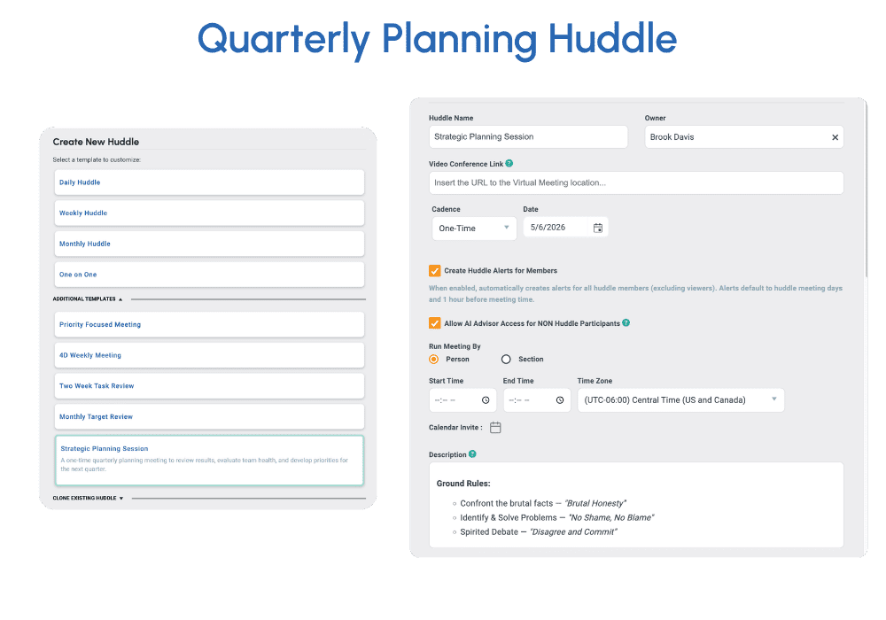 Quarterly Planning Huddle in Align