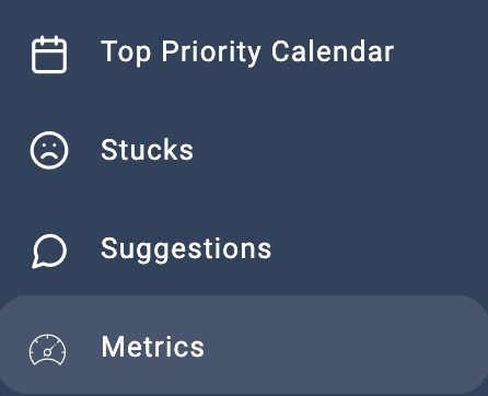 Metric icon in left-hand navigation