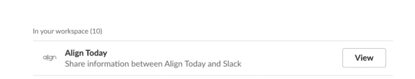 Adding the Align app in Slack