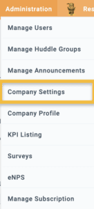 Company Settings page