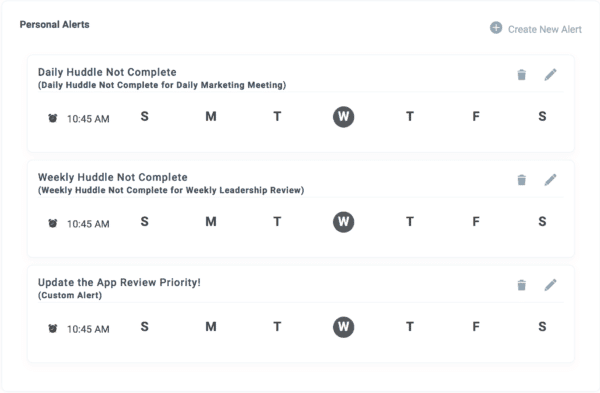 Personal Alerts settings in Align
