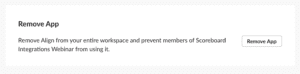 Remove App button in Slack