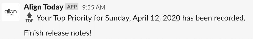 Top priority update confirmed in Slack