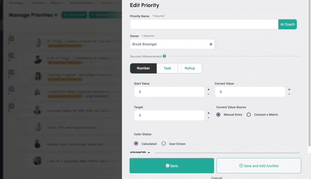 AI-assisted SMART priority setting in Align