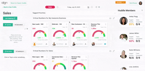 Align Huddle software dashboard