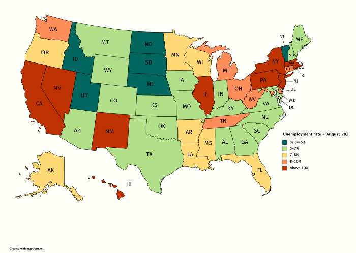 August Unemployment Map