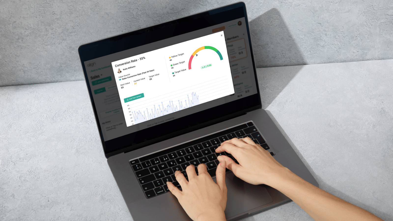 A laptop showing Align's dashboards