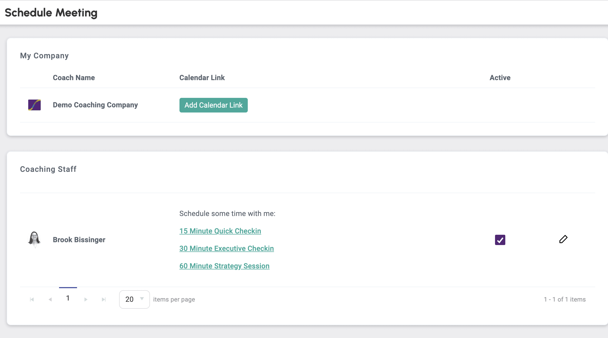 Schedule a Meeting – Coach View